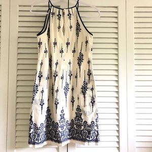 Beautiful Dress with Blue Pattered Stitching